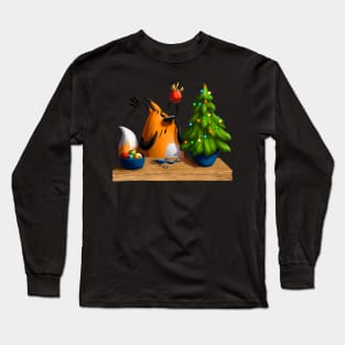 Fox and Christmas tree Long Sleeve T-Shirt